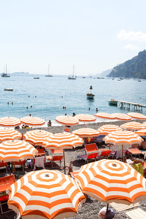 Arienzo Beach Orange Striped Heart - Carla Coulson Limited Edition Fine Art Print, travel photography, Italy, beaches, beach photography